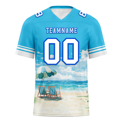 Custom Aqua Hawaii White Personalized Authentic Football Jersey FBJ02-bc0fa99