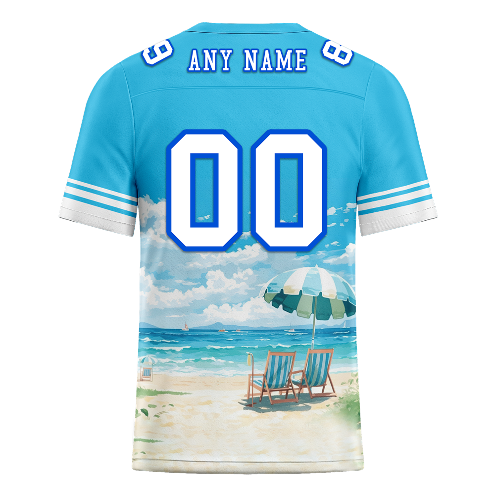Custom Aqua Hawaii White Personalized Authentic Football Jersey FBJ02-bc0fa99