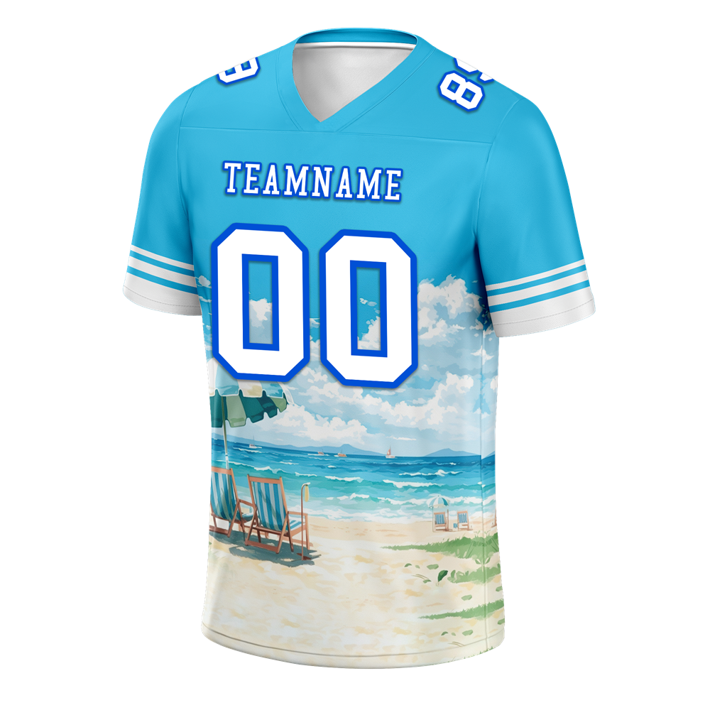 Custom Aqua Hawaii White Personalized Authentic Football Jersey FBJ02-bc0fa99