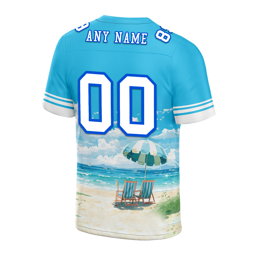 Custom Aqua Hawaii White Personalized Authentic Football Jersey FBJ02-bc0fa99