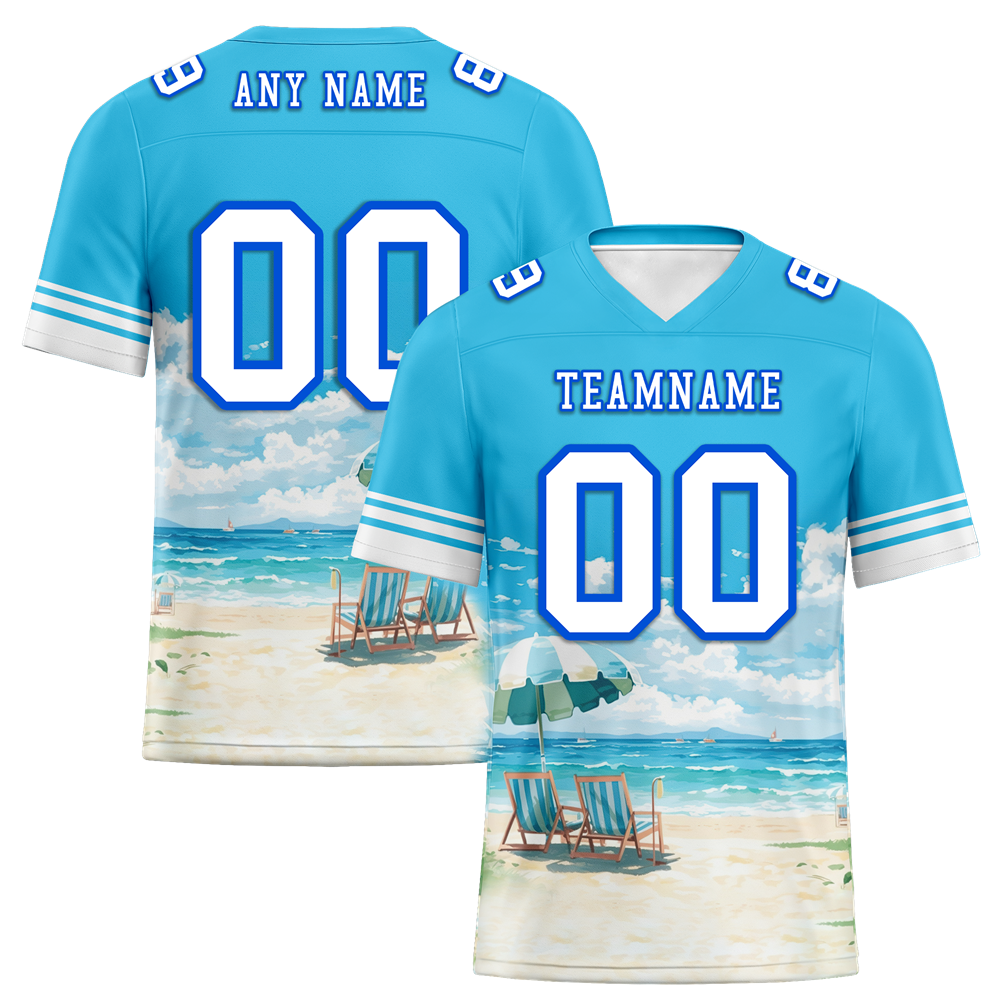 Custom Aqua Hawaii White Personalized Authentic Football Jersey FBJ02-bc0fa99