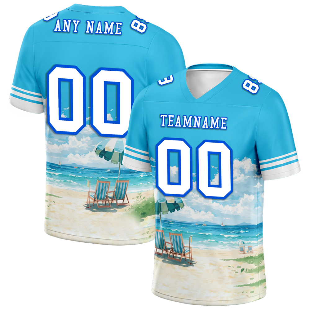 Custom Aqua Hawaii White Personalized Authentic Football Jersey FBJ02-bc0fa99