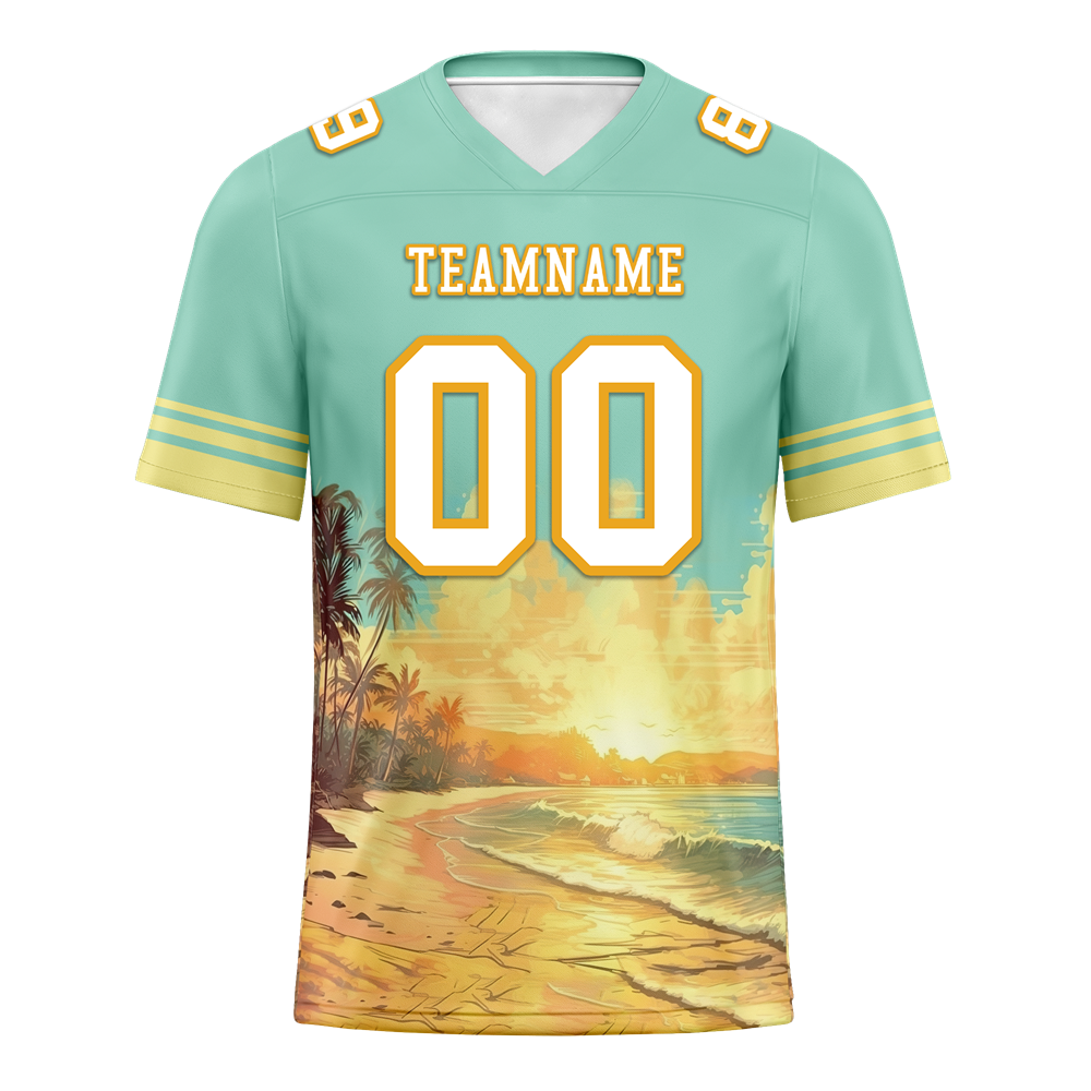 Custom Aqua Yellow Hawaii White Personalized Authentic Football Jersey FBJ02-bc0fb00