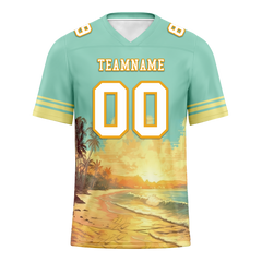 Custom Aqua Yellow Hawaii White Personalized Authentic Football Jersey FBJ02-bc0fb00