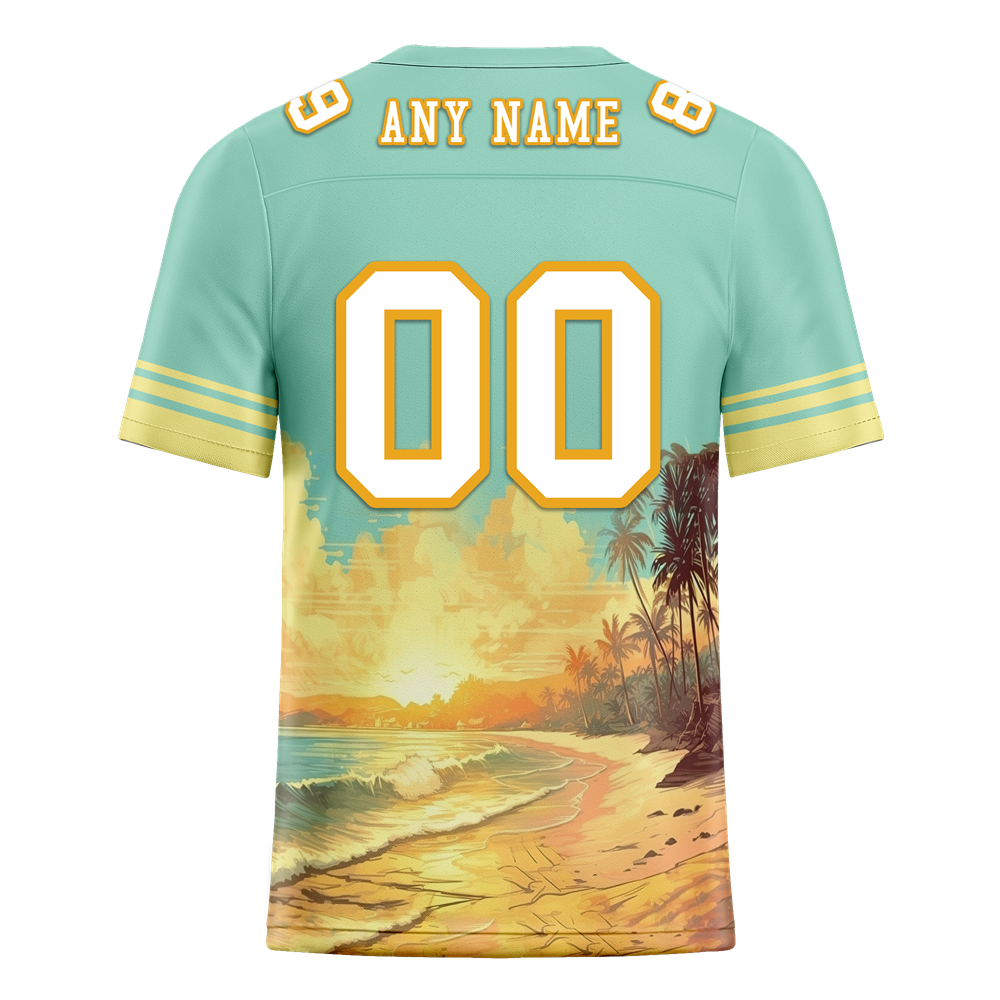 Custom Aqua Yellow Hawaii White Personalized Authentic Football Jersey FBJ02-bc0fb00