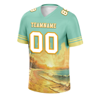 Custom Aqua Yellow Hawaii White Personalized Authentic Football Jersey FBJ02-bc0fb00