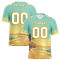 Custom Aqua Yellow Hawaii White Personalized Authentic Football Jersey FBJ02-bc0fb00