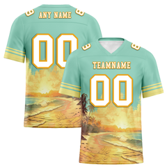 Custom Aqua Yellow Hawaii White Personalized Authentic Football Jersey FBJ02-bc0fb00