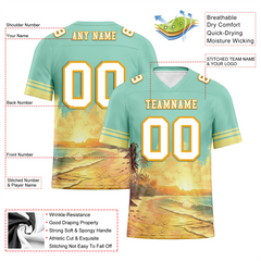 Custom Aqua Yellow Hawaii White Personalized Authentic Football Jersey FBJ02-bc0fb00