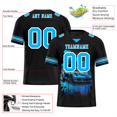 Custom Black Drift Fashion Aqua Personalized Authentic Football Jersey FBJ02-bc0fb0a