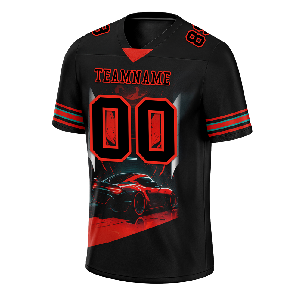 Custom Black Red Drift Fashion Black Personalized Authentic Football Jersey FBJ02-bc0fb0d
