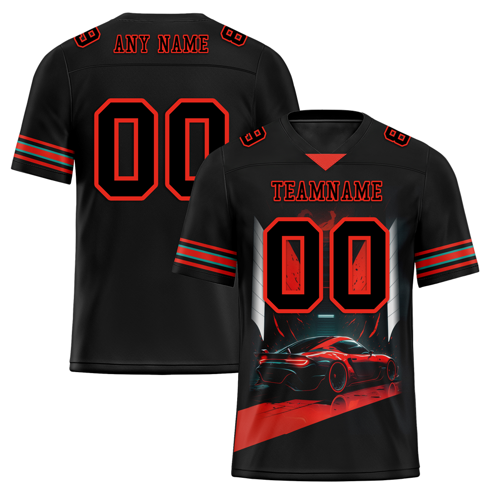 Custom Black Red Drift Fashion Black Personalized Authentic Football Jersey FBJ02-bc0fb0d