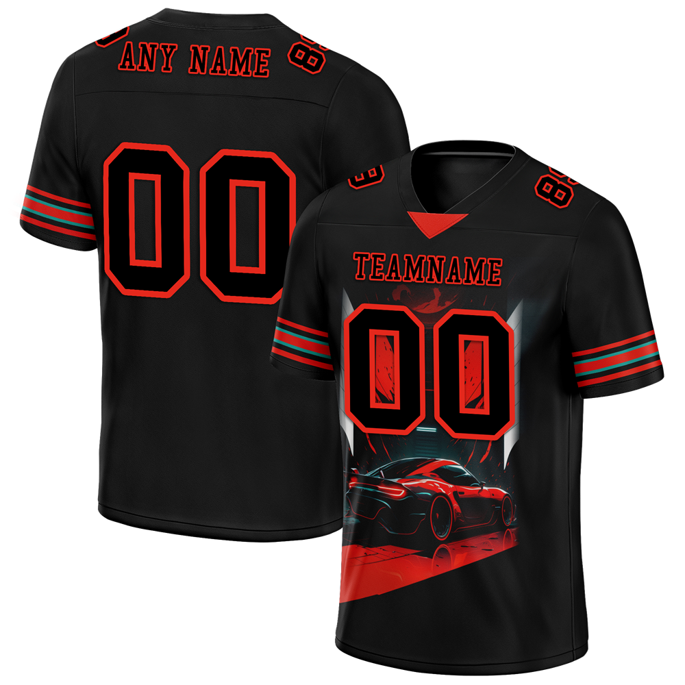 Custom Black Red Drift Fashion Black Personalized Authentic Football Jersey FBJ02-bc0fb0d