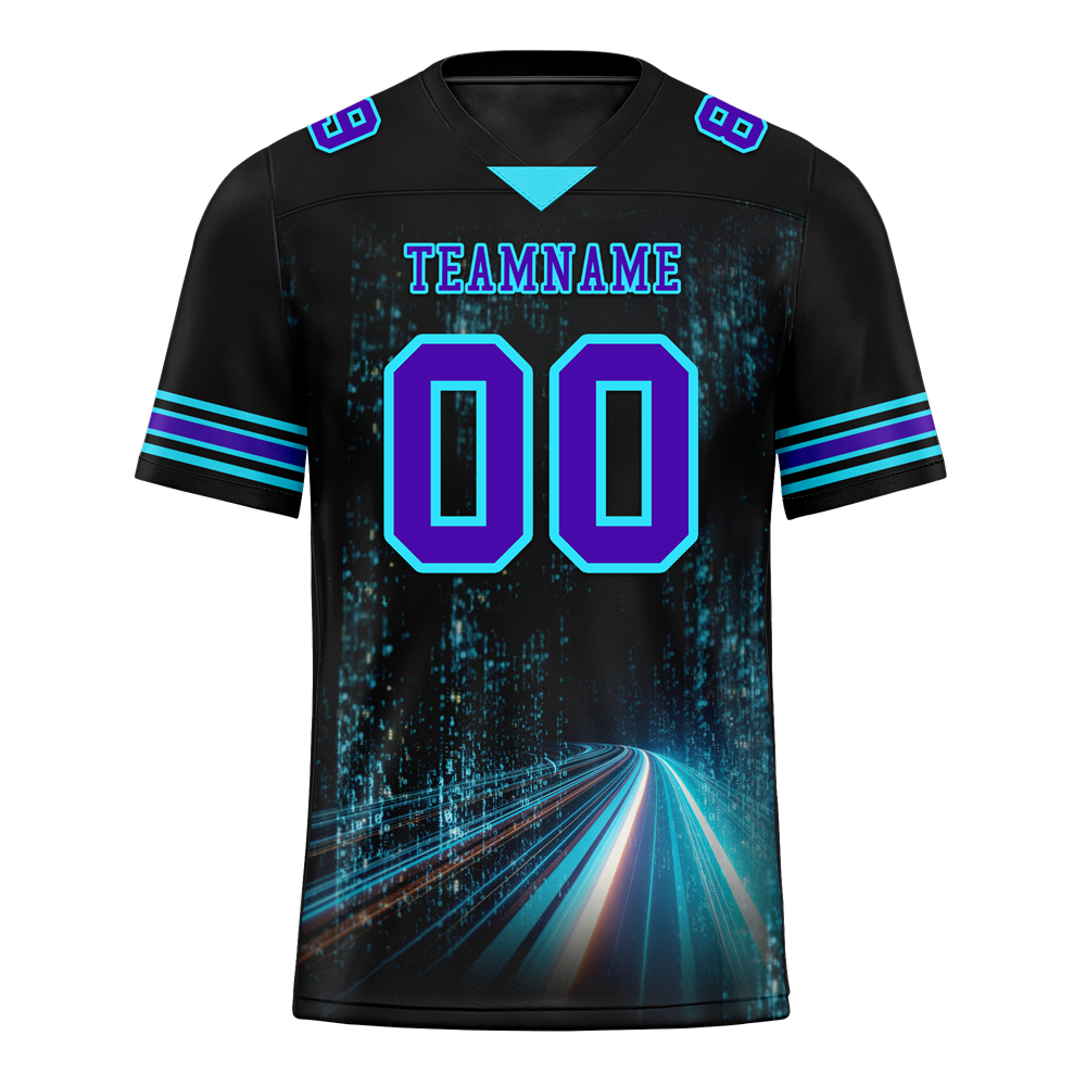 Custom Black Aqua Drift Fashion Purple Personalized Authentic Football Jersey FBJ02-bc0fb09