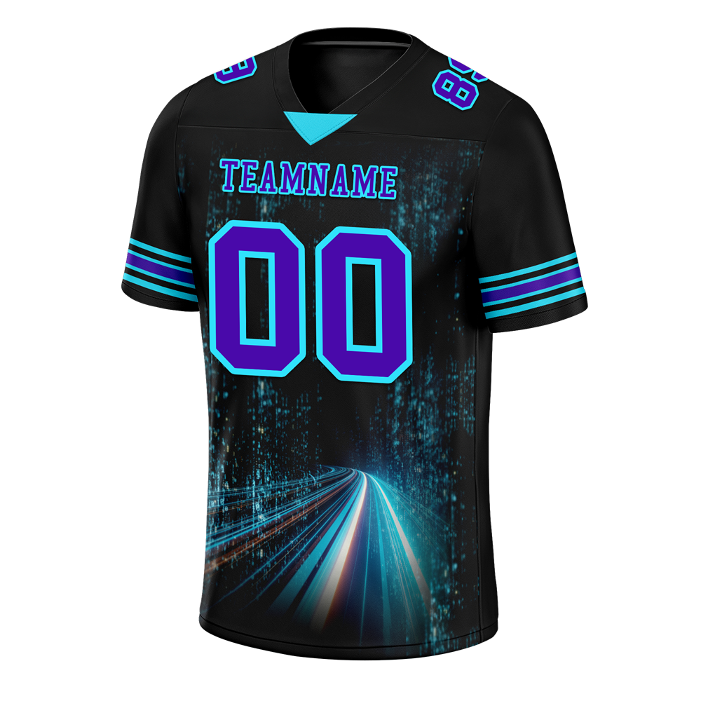 Custom Black Aqua Drift Fashion Purple Personalized Authentic Football Jersey FBJ02-bc0fb09