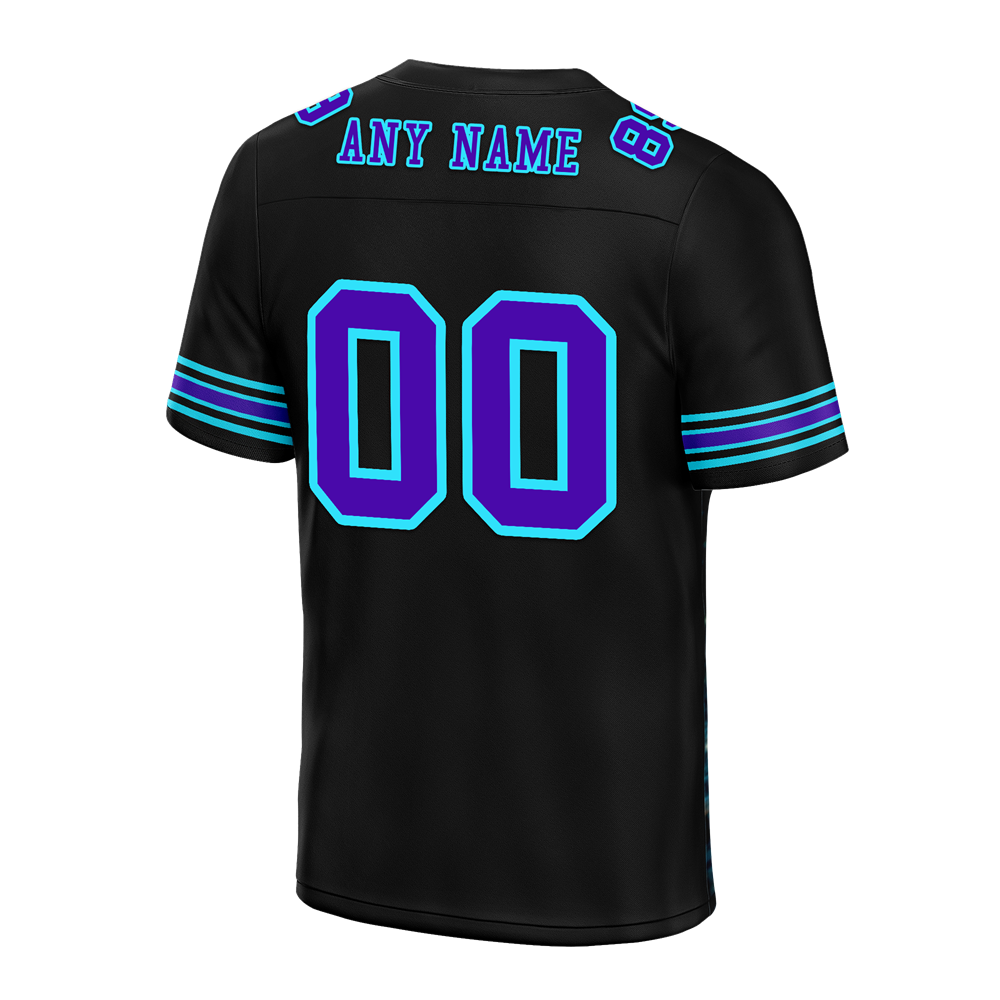 Custom Black Aqua Drift Fashion Purple Personalized Authentic Football Jersey FBJ02-bc0fb09