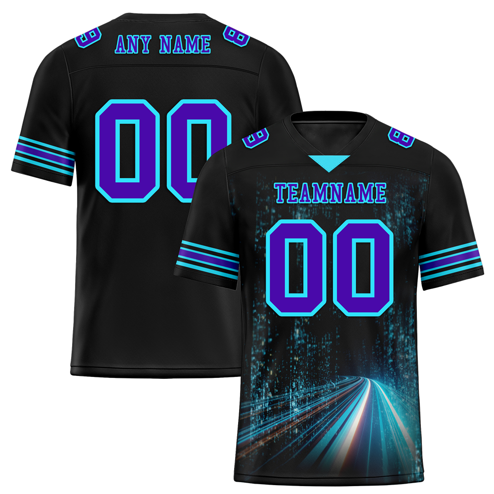 Custom Black Aqua Drift Fashion Purple Personalized Authentic Football Jersey FBJ02-bc0fb09
