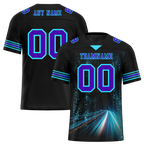 Custom Black Aqua Drift Fashion Purple Personalized Authentic Football Jersey FBJ02-bc0fb09