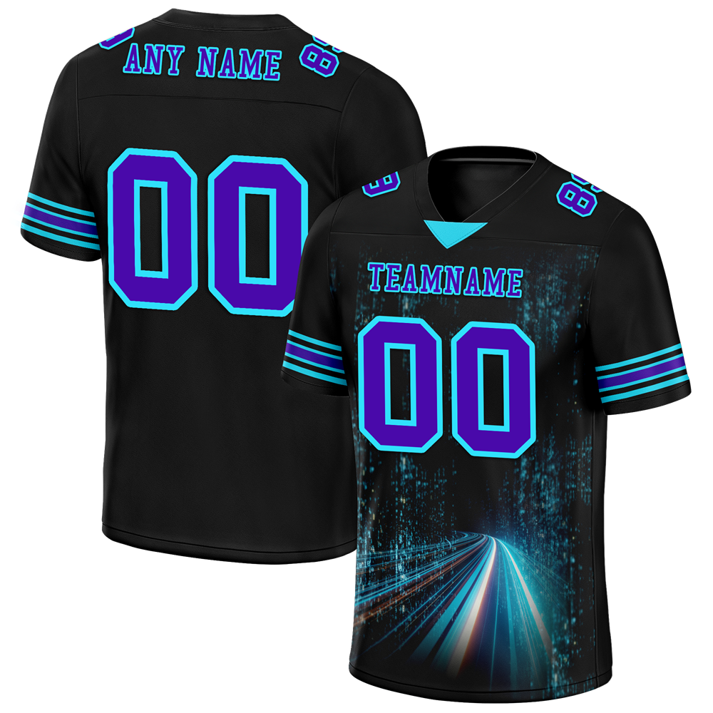 Custom Black Aqua Drift Fashion Purple Personalized Authentic Football Jersey FBJ02-bc0fb09