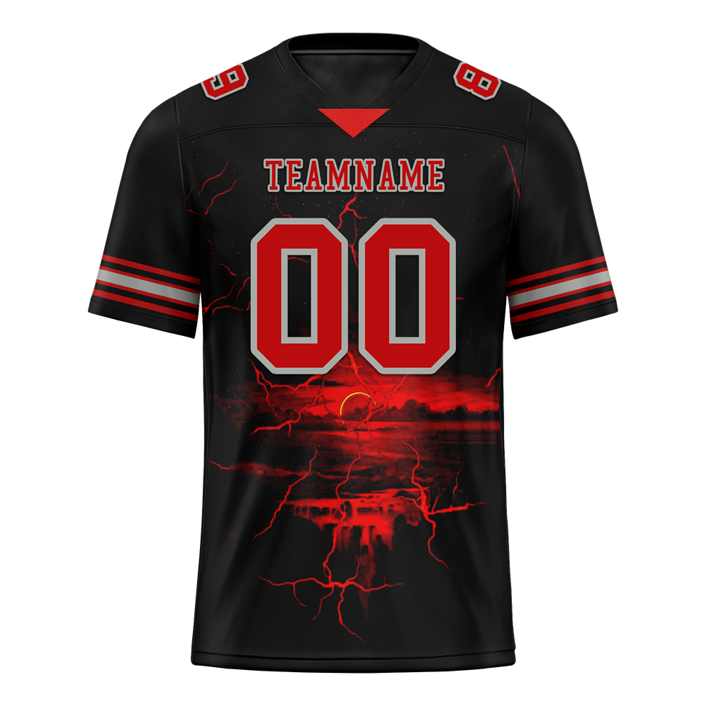 Custom Black Skull Fashion Red Personalized Authentic Football Jersey FBJ02-bc0fbaa