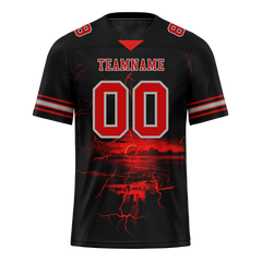 Custom Black Skull Fashion Red Personalized Authentic Football Jersey FBJ02-bc0fbaa