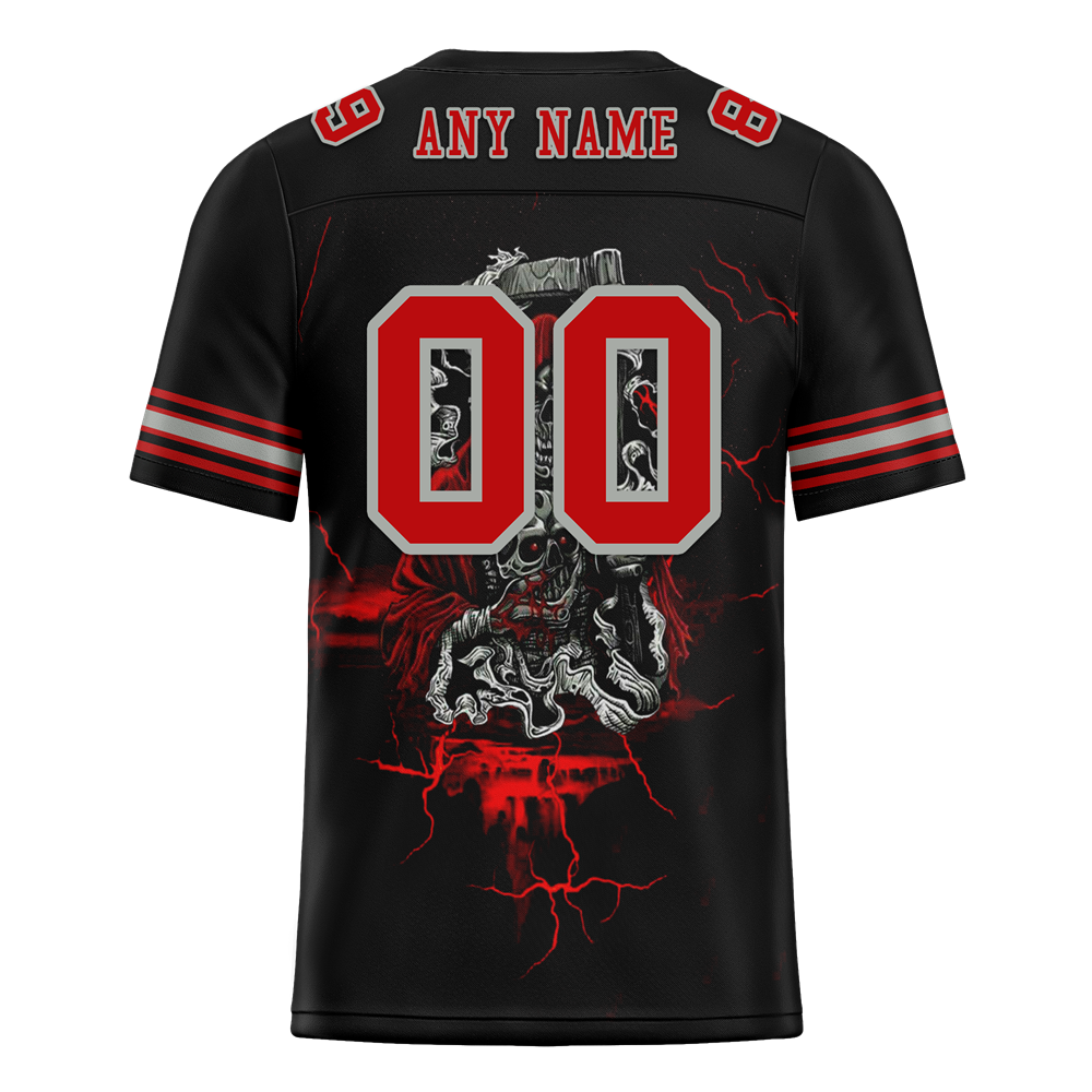 Custom Black Skull Fashion Red Personalized Authentic Football Jersey FBJ02-bc0fbaa