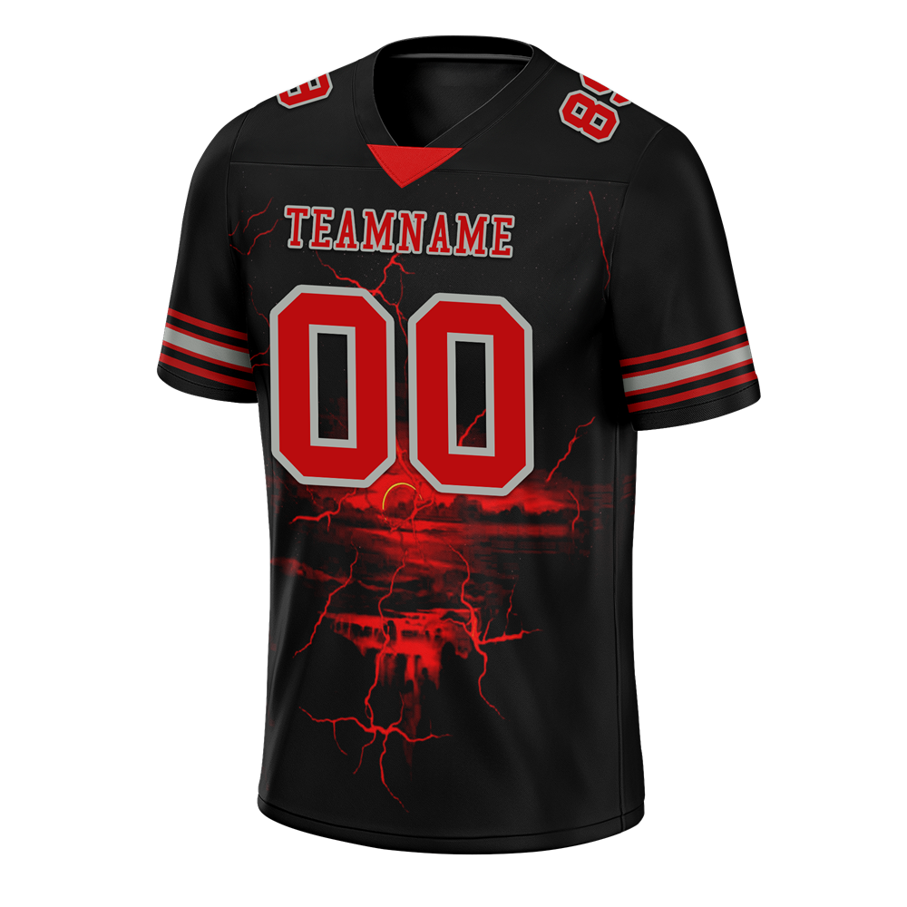 Custom Black Skull Fashion Red Personalized Authentic Football Jersey FBJ02-bc0fbaa