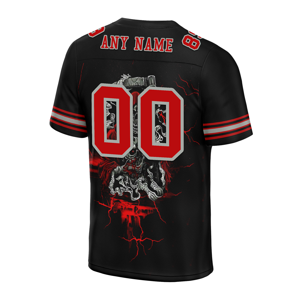 Custom Black Skull Fashion Red Personalized Authentic Football Jersey FBJ02-bc0fbaa