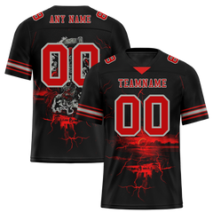 Custom Black Skull Fashion Red Personalized Authentic Football Jersey FBJ02-bc0fbaa