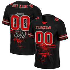 Custom Black Skull Fashion Red Personalized Authentic Football Jersey FBJ02-bc0fbaa