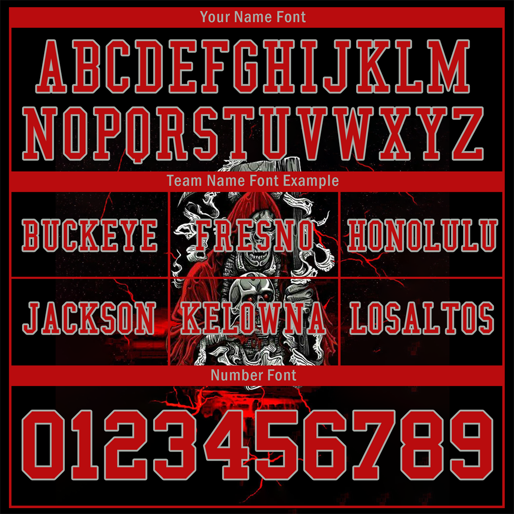 Custom Black Skull Fashion Red Personalized Authentic Football Jersey FBJ02-bc0fbaa
