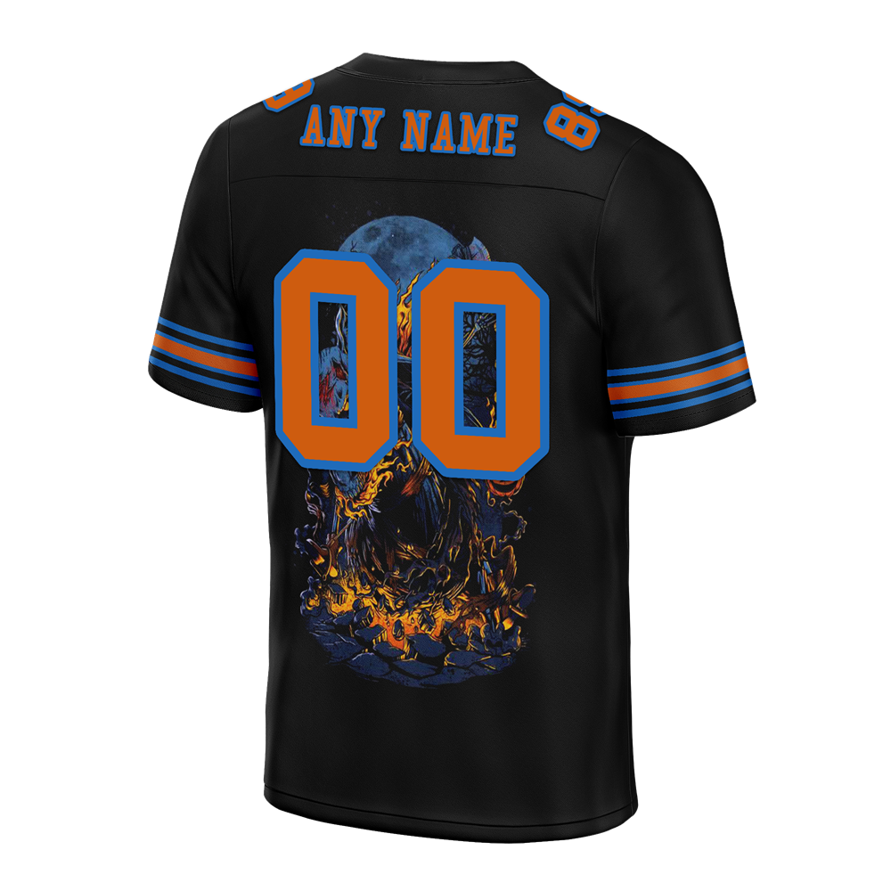 Custom Black Skull Fashion Brown Personalized Authentic Football Jersey FBJ02-bc0fbab
