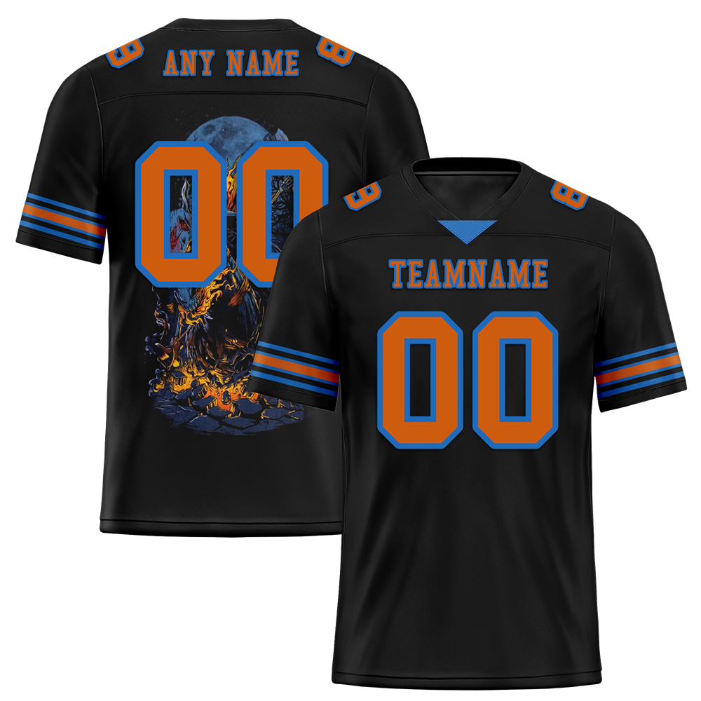 Custom Black Skull Fashion Brown Personalized Authentic Football Jersey FBJ02-bc0fbab