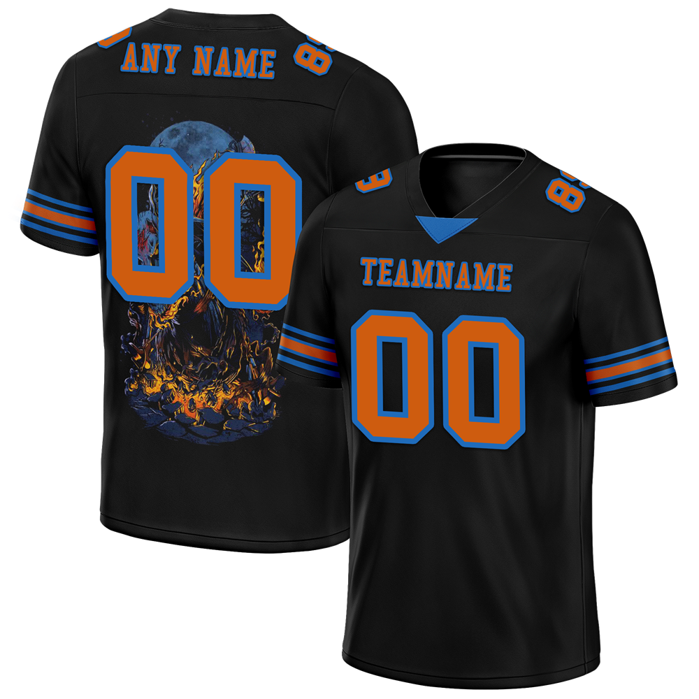Custom Black Skull Fashion Brown Personalized Authentic Football Jersey FBJ02-bc0fbab