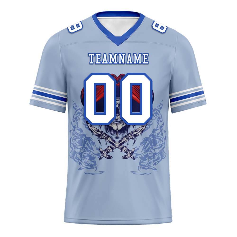 Custom Aqua Skull Fashion White Personalized Authentic Football Jersey FBJ02-bc0fbac