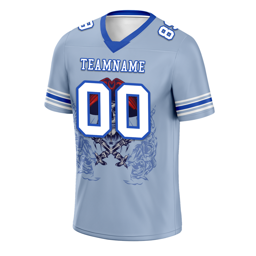 Custom Aqua Skull Fashion White Personalized Authentic Football Jersey FBJ02-bc0fbac