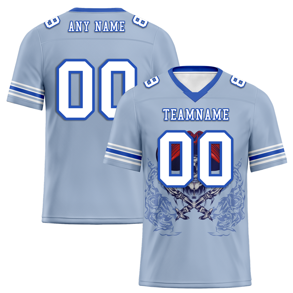Custom Aqua Skull Fashion White Personalized Authentic Football Jersey FBJ02-bc0fbac