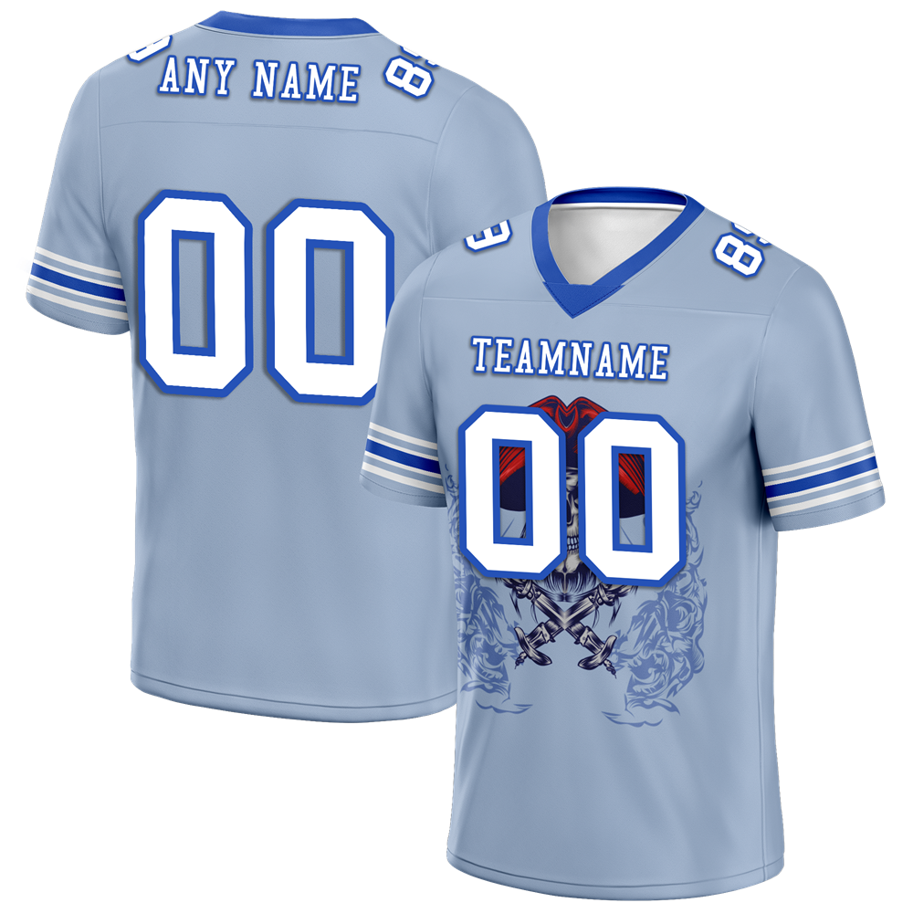 Custom Aqua Skull Fashion White Personalized Authentic Football Jersey FBJ02-bc0fbac