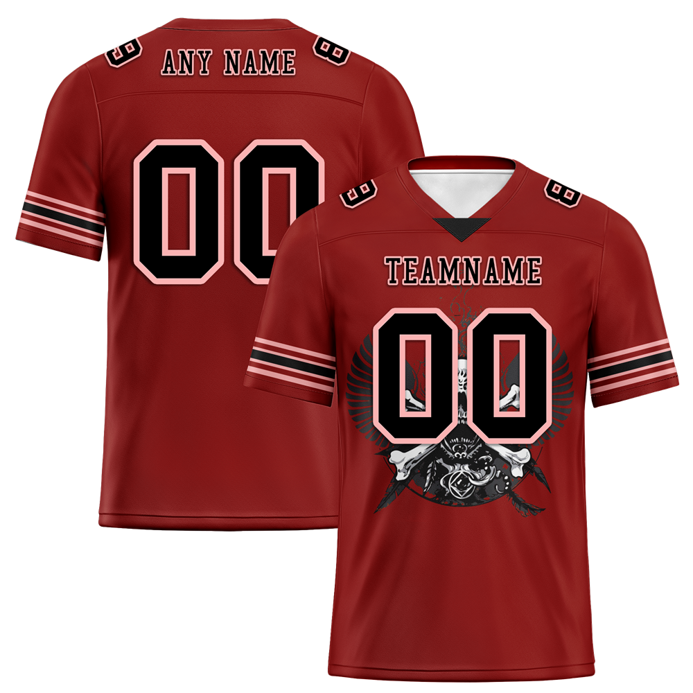 Custom Brown Skull Fashion Black Personalized Authentic Football Jersey FBJ02-bc0fbae