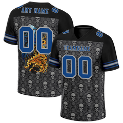 Custom Black Grey Skull Fashion Blue Personalized Authentic Football Jersey FBJ02-bc0fbaf