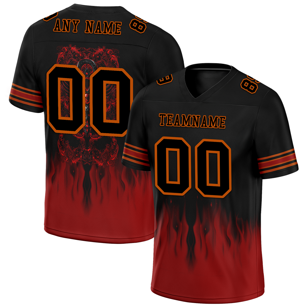 Custom Black Brown Skull Fashion Black Personalized Authentic Football Jersey FBJ02-bc0fba7