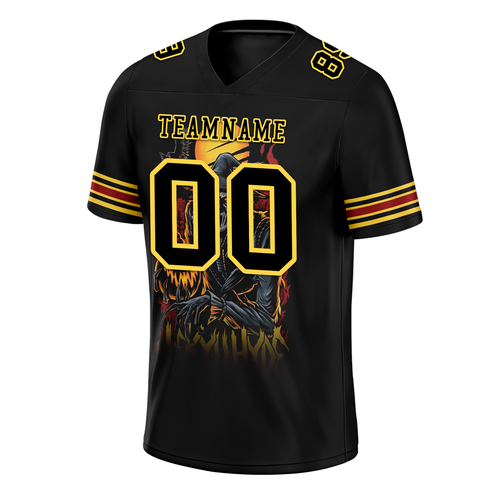 Custom Black Skull Fashion Black Personalized Authentic Football Jersey FBJ02-bc0fba8