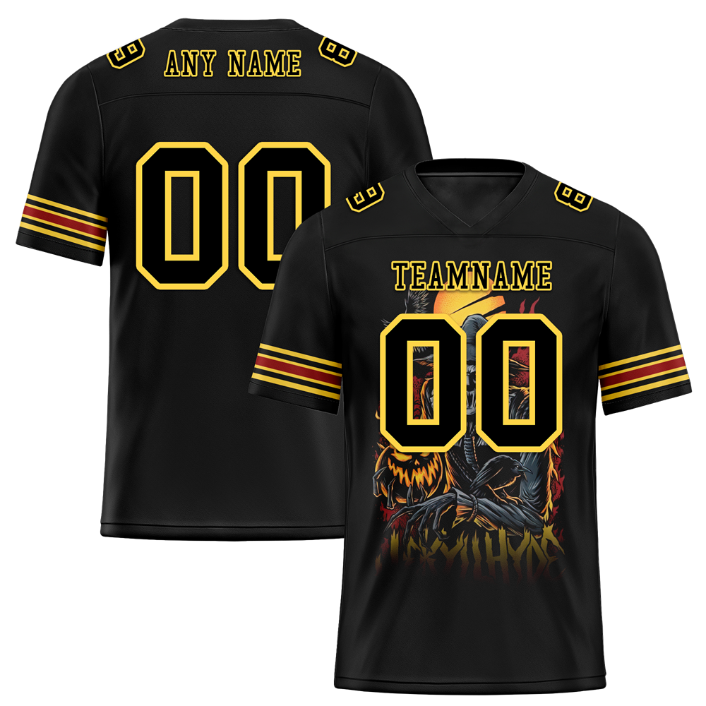 Custom Black Skull Fashion Black Personalized Authentic Football Jersey FBJ02-bc0fba8