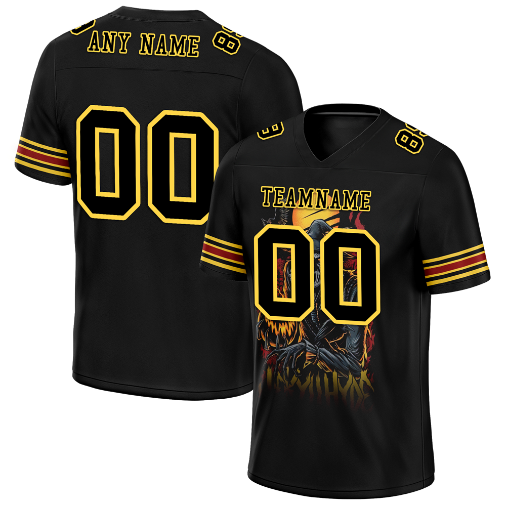 Custom Black Skull Fashion Black Personalized Authentic Football Jersey FBJ02-bc0fba8