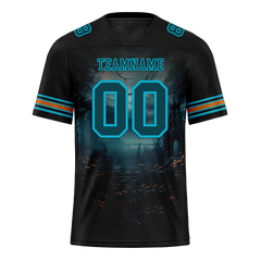 Custom Black Skull Fashion Aqua Personalized Authentic Football Jersey FBJ02-bc0fba9