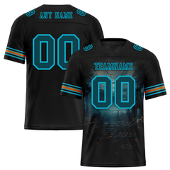 Custom Black Skull Fashion Aqua Personalized Authentic Football Jersey FBJ02-bc0fba9