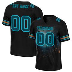 Custom Black Skull Fashion Aqua Personalized Authentic Football Jersey FBJ02-bc0fba9