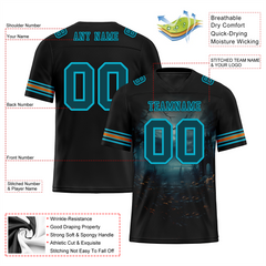 Custom Black Skull Fashion Aqua Personalized Authentic Football Jersey FBJ02-bc0fba9