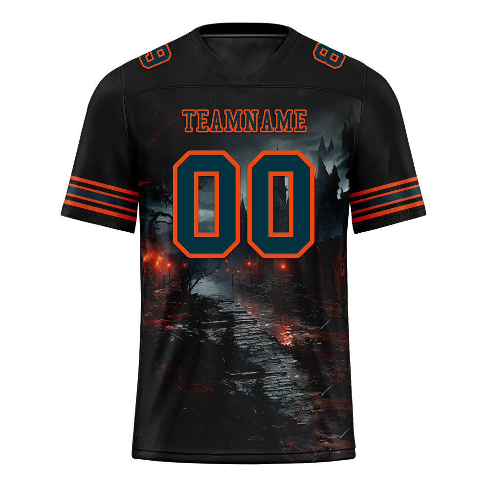 Custom Black Skull Fashion Black Personalized Authentic Football Jersey FBJ02-bc0fbb0