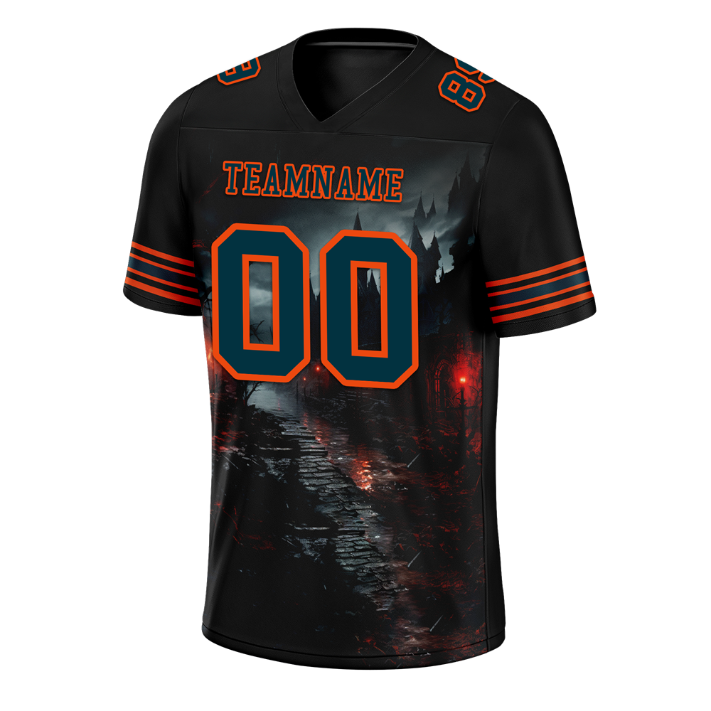 Custom Black Skull Fashion Black Personalized Authentic Football Jersey FBJ02-bc0fbb0